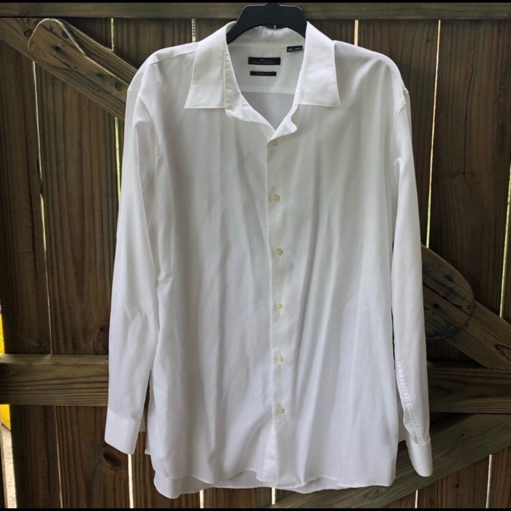 Marc Anthony White Slim Fit Long Sleeve Button Up